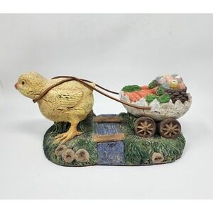 Bethany Lowe Designs Chick Pulling Cart Full of Eggs and Carrots Figurine Easter
